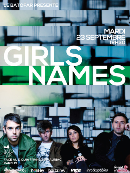 Gagnez 3x2 places pour Girls Names @ Batofar le 23 septembre 2014
